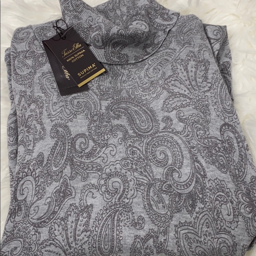 Tasso Elba Men's Paisley Supima Cotton Turtleneck - Picture 8 of 9